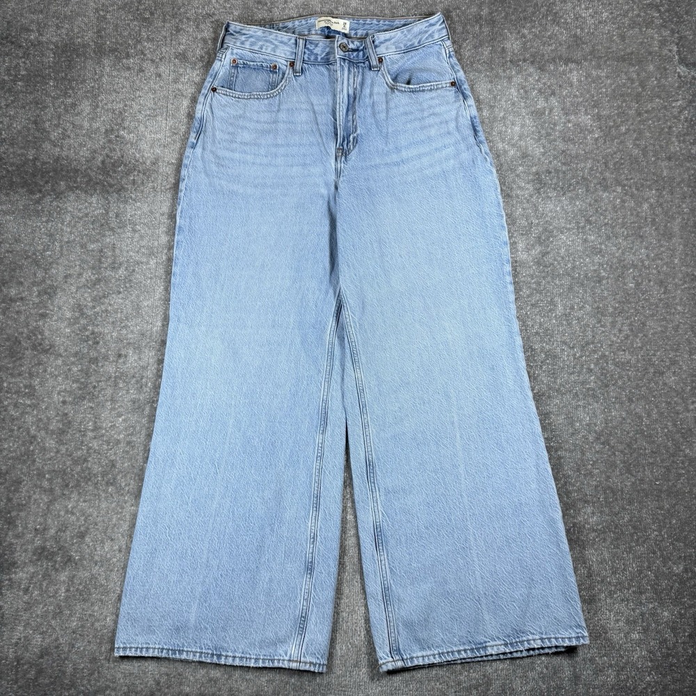 Abercrombie & Fitch Jeans Women's 28 Blue Denim Wide Leg High Rise Curve Love